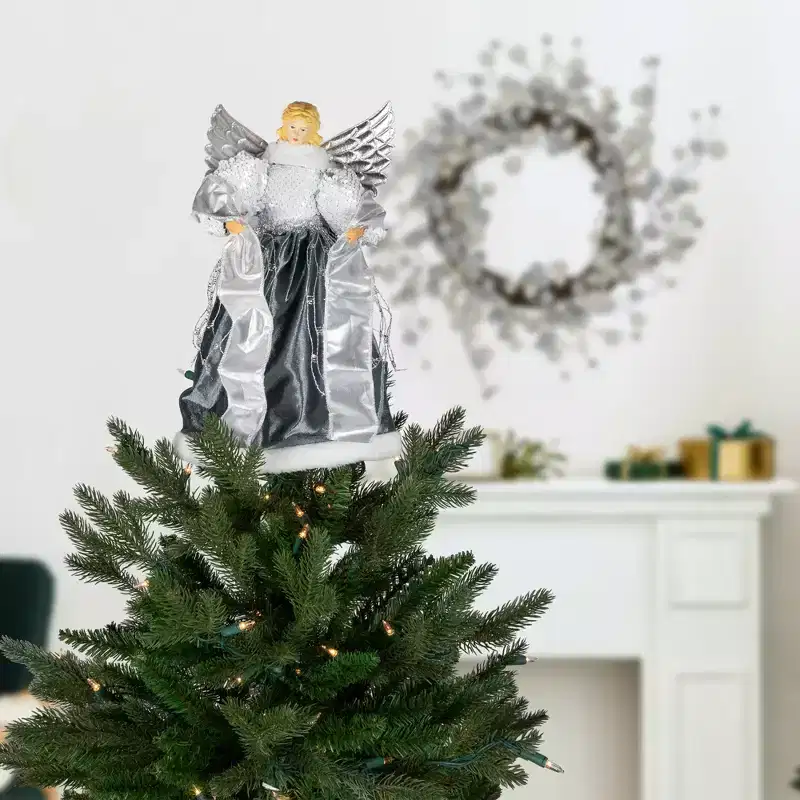 Northlight Sequined Angel with Wings Christmas Tree Topper Unlit - 12