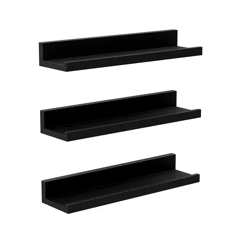 SONGMICS Wall Shelves Set of 3 Wooden Floating Shelves