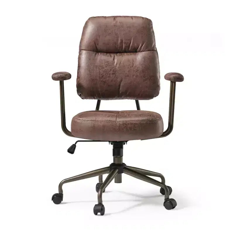 Vintage-Inspired Faux Suede Home Office Chair with Adjustable Height