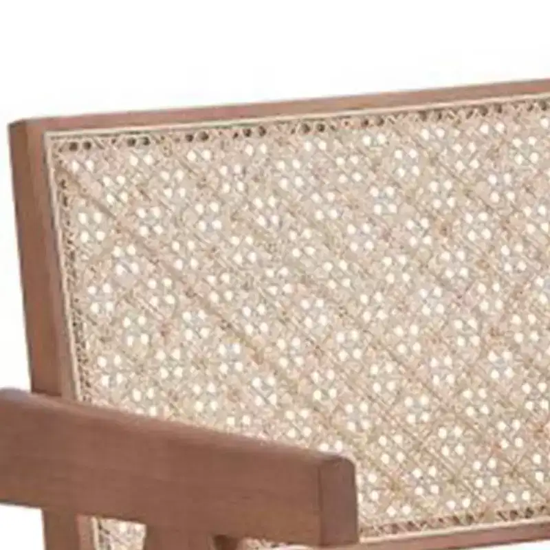 24 Velentina Accent Chair Rattan/Natural Finish - Acme Furniture: Leather Upholstery, Tufted, Wood Composite Frame