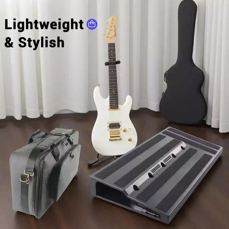 Guitar Pedal Board 22.04 x 11.02 with Carrying Bag, Lightweight Aluminum Alloy Effects Pedalboard with Pedal Cables Adhesive Hookside Tape