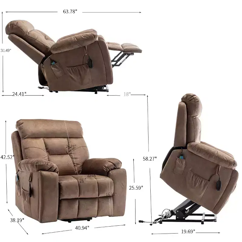 Electric Lift Massage Recliner With Heating Function And Side Pocket - ModernLuxe