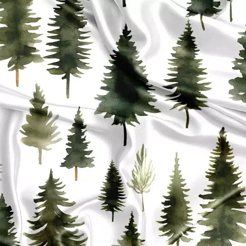 Sweet Jojo Designs Gender Neutral Unisex Satin Fitted Crib Sheet Woodland Pine Tree Green and White