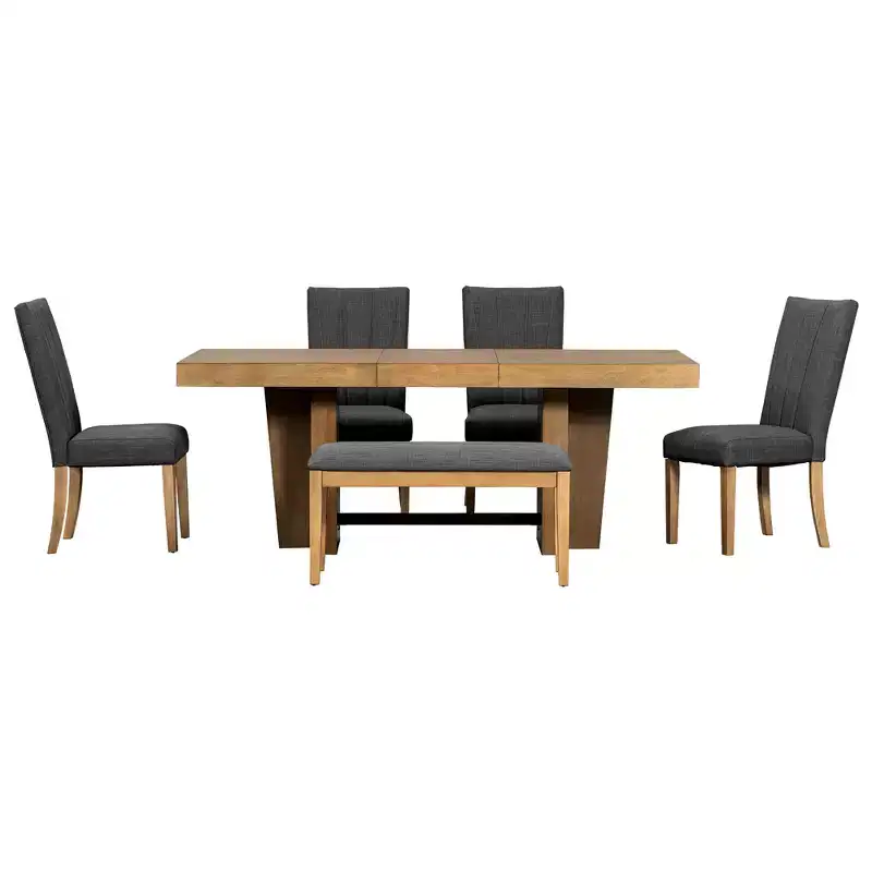 Whisen Extendable Dining Set with Bench & 4 Chairs