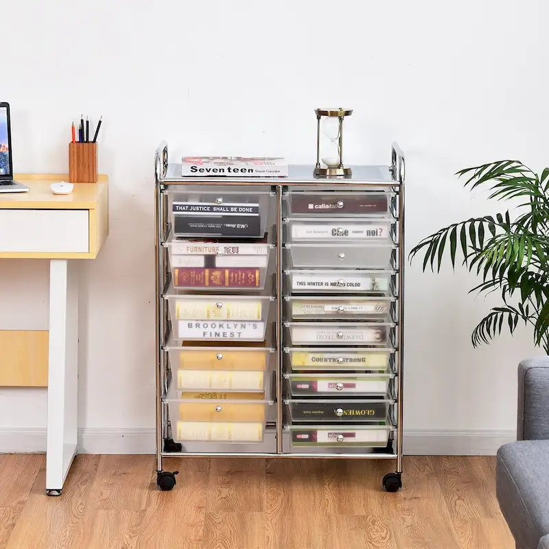 15-drawer Utility Organizer Rolling Cart with Wheels