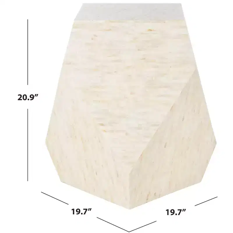 Lea Mosaic Geometric Side Table - TRB1010A - Multi/Light Beige - Safavieh