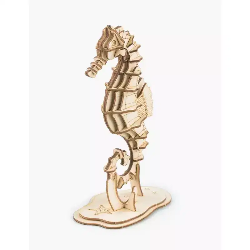 3ct Modern Wooden Puzzle Sea Animals Set - Hands Craft: Wooden Craft Kits for Ages 12+, Includes Instructions