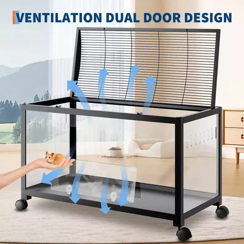 Hamster Cage,Metal Large Rat Cage Stackable with Top Access,Ventilated Pet Mouse Cages with Front Door