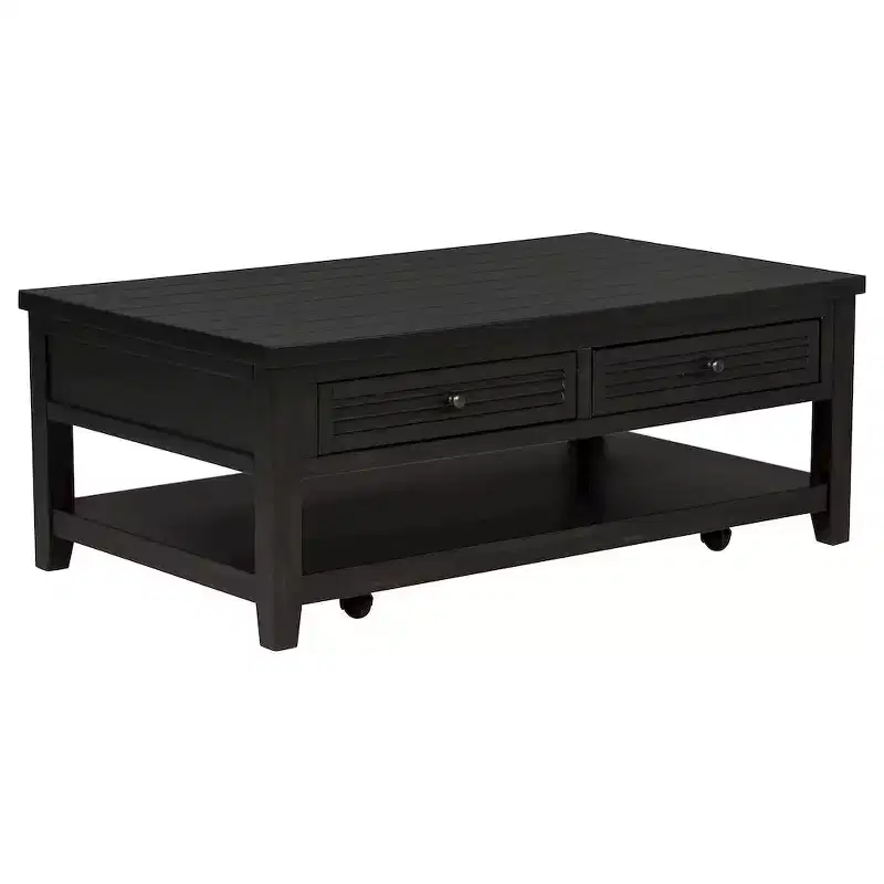 2-Drawer Rectangular Coffee Table, Distressed Java Finish