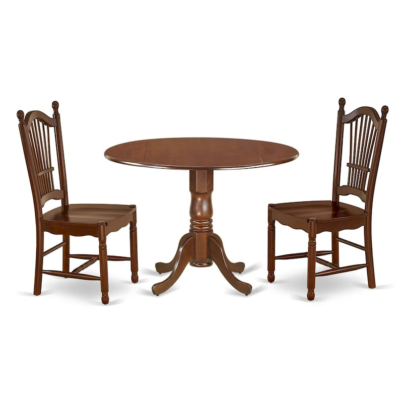 East West Furniture Kitchen Table Set - a Round Dining Room Table and Dining Chairs, Mahogany (Pieces Options)