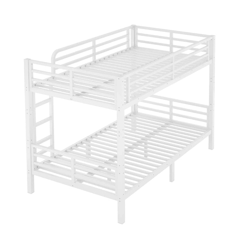 Metal Twin XL over Twin XL Bunk Bed for Teens and Adults �C Space-Saving, Noise Reduced, No Box Spring Needed, White