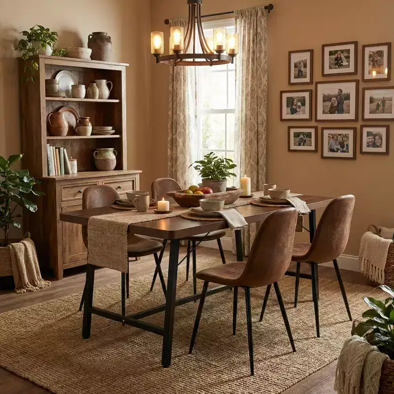 FurnitureR 5 Piece Dining Table Set with 4 Suede Chairs, MDF Wood Dining Table with Metal Legs, Modern Kitchen Dining Set for Dining Room or Apartment