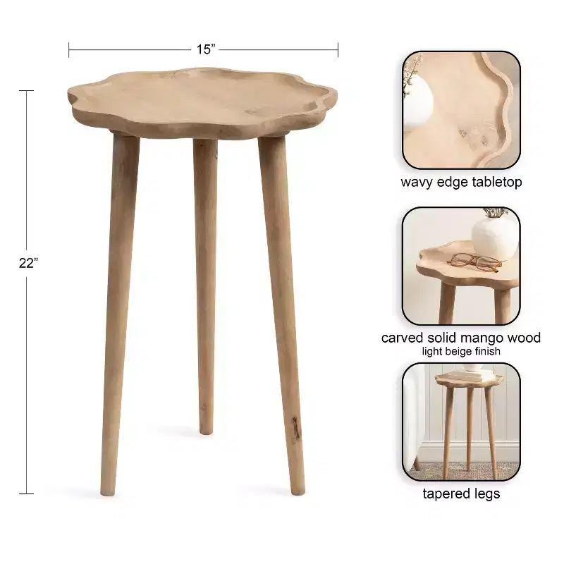 Kate and Laurel Alezar Scallop Wood Side Table