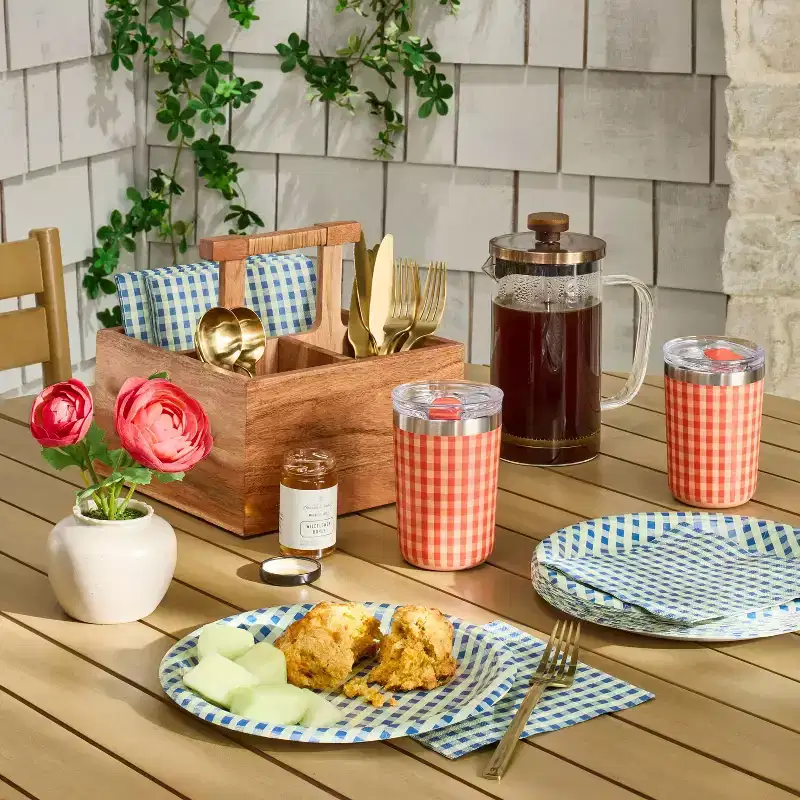 20pk Disposable Paper Plates Gingham - Hearth & Hand™ with Magnolia