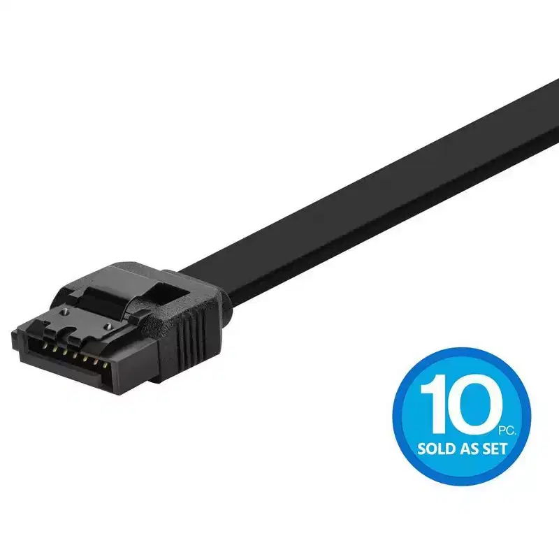 Monoprice SATA 6Gbps Straight Connector Cable with Locking Latch - 1.5 Feet - Black (10 Pack) Compatible with SATA HDD, SSD, CD Driver, CD Writer