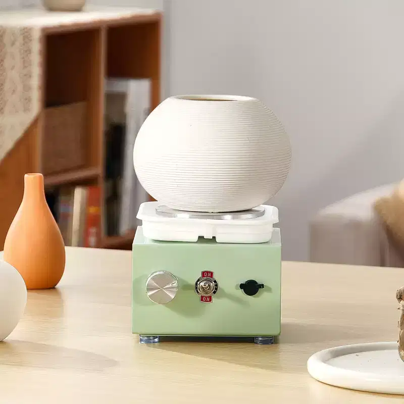 VEVOR Mini Pottery Wheel, 0-320RPM Adjustable Speed Detachable Basin Forming Machine, 2.56in/3.94in Turntables Electric Ceramic Wheel Machine, Green