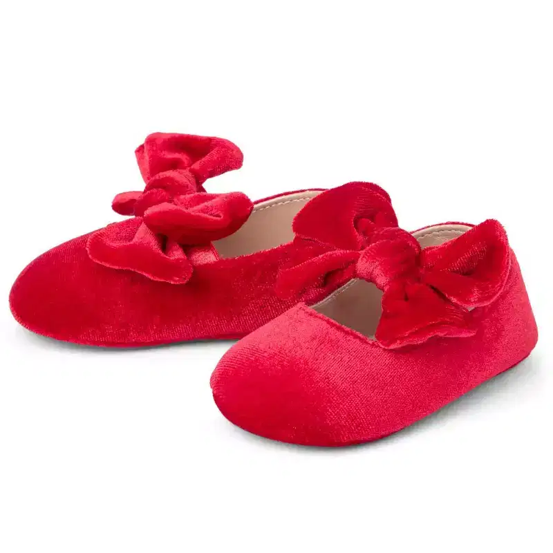 The Children's Place Baby Girls Bow Velvet Ballet Flats