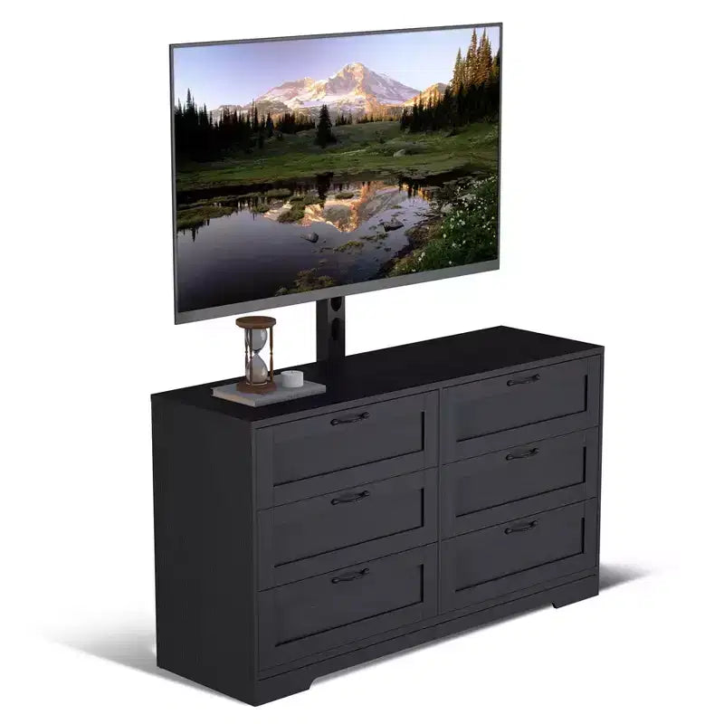 TV Stand with Mount and 6 Drawers. Entertainment Center for 32-80 Inch . Height Adjustable Media Console for Bedroom & Living Room