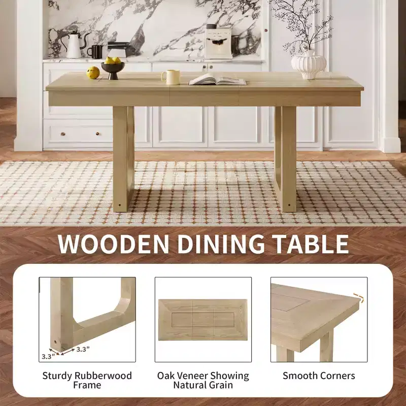 MAYEERTY 7-Piece Extendable Dining Set, 78 Rustic Table & 6 Chairs