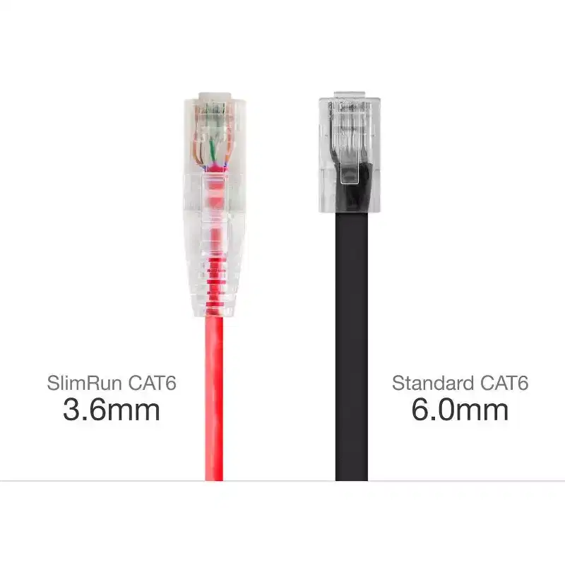 Monoprice Cat6 Ethernet Patch Cable - 2 feet - Red | Snagless RJ45 Stranded 550MHz UTP CMR Riser Rated Pure Bare Copper Wire 28AWG - SlimRun Series