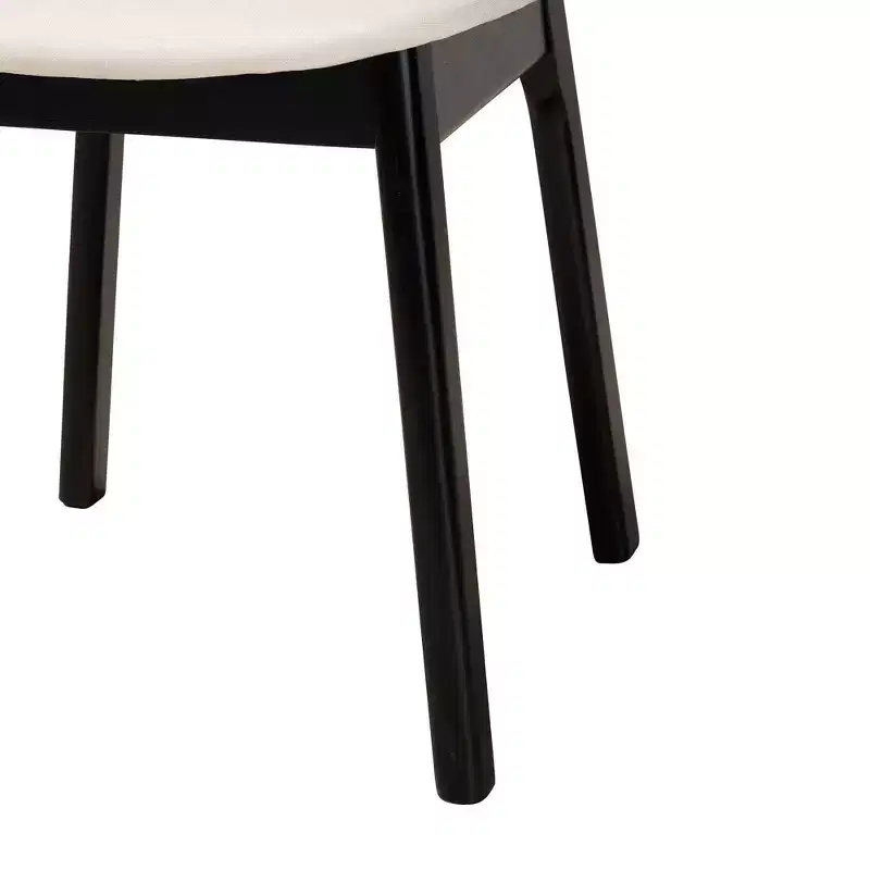2pc Darrion Fabric and Wood Dining Chairs Cream/Black/Light Brown: Polyester Upholstery, Rubberwood Frame