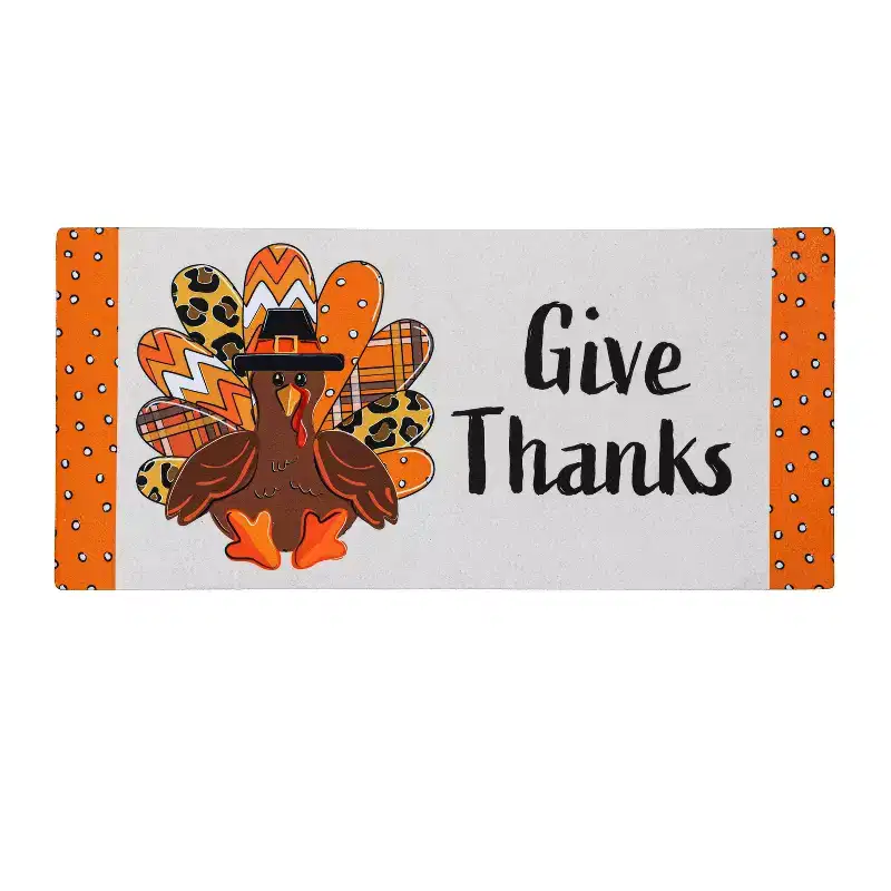 Evergreen Flag Fall Sassafras Switch Mat 22 x 10, Interchangeable Front Door Mat Outdoor Entrance, Indoor Entryway Rug, Autumn (Give Thanks)
