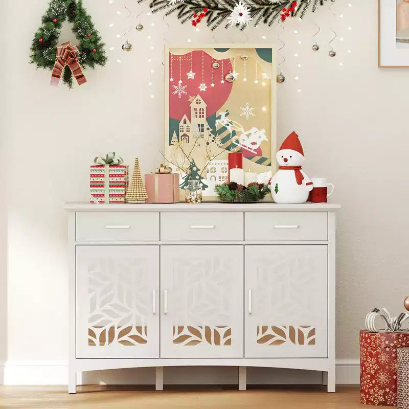 Bestier Modern Sideboard Buffet Cabinet with Adjustable Shelves, Accent Pantry Storage Cabinet with 3 Drawers & 3 Doors