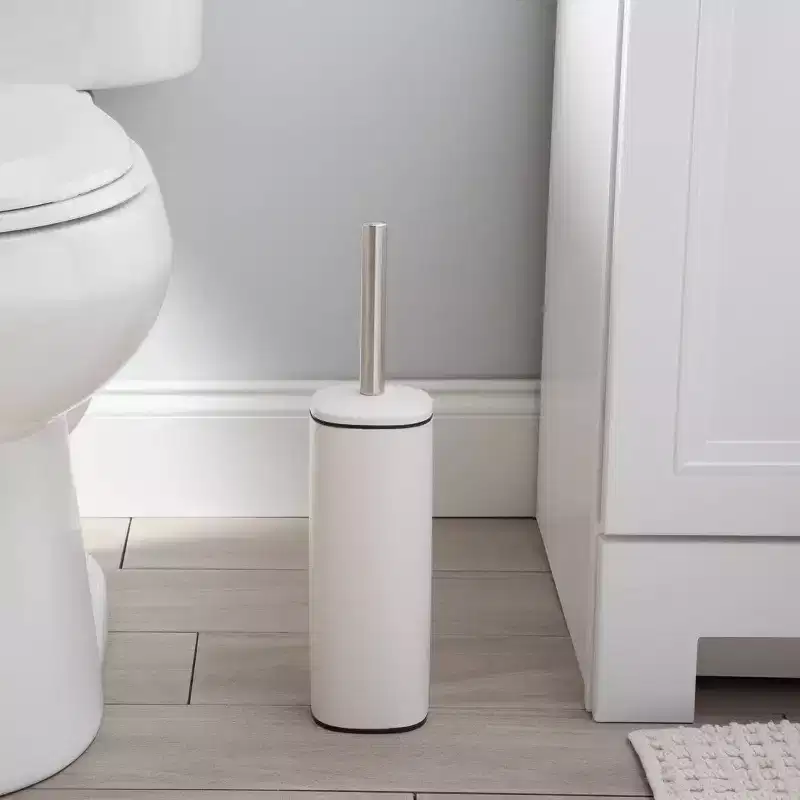 Moda at Home Bryant Powder Coated Toilet Bowl Brush Holder with Handle White