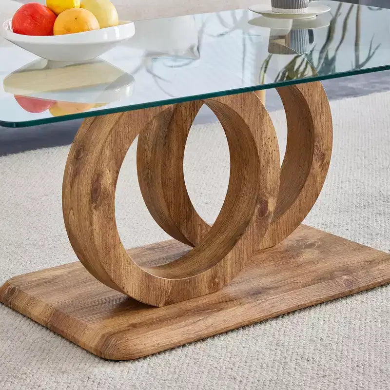 Ring-Base Glass Coffee Table with MDF Base