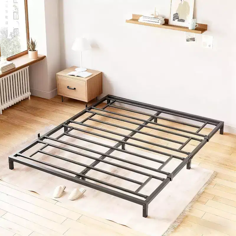 6inch Bed Frame with Storage, Heavy Duty Metal Platform Bed with Noise-Free Steel Slats, No Box Spring Needed, Easy Assembly