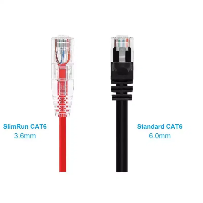 Monoprice Cat6 Ethernet Patch Cable - 3 feet - Red | Snagless RJ45 Stranded 550MHz UTP CMR Riser Rated Pure Bare Copper Wire 28AWG - SlimRun Series
