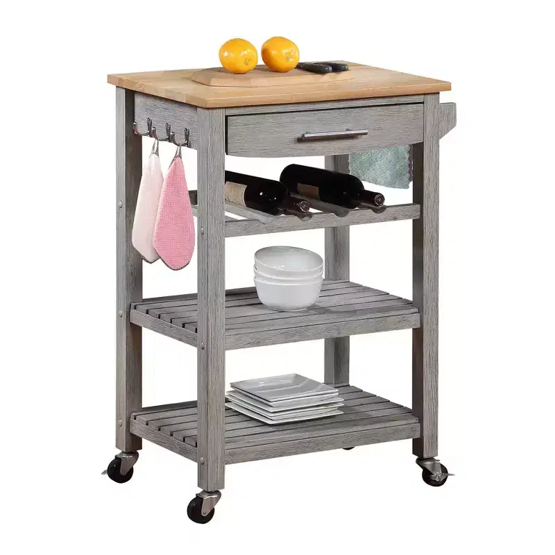 Ellaine 4 Tier Butcher Block Kitchen Cart with Drawer and Wine Rack - Breighton Home