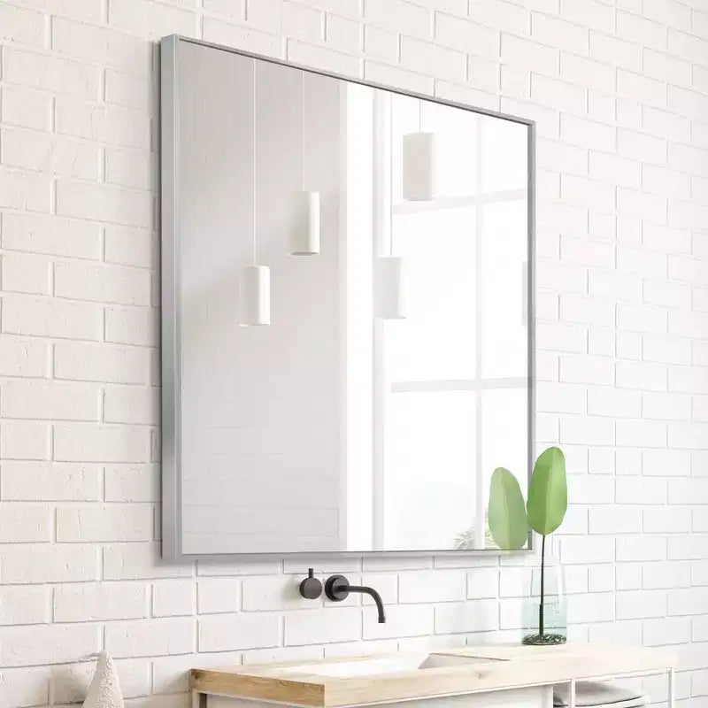 30" x 36" Spectrum Mirror Chrome - Head West: Modern Rectangular Wall Mount, Metal Frame, Includes Hardware