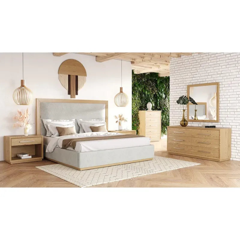 Nova Domus Santa Barbara Modern Grey Fabric & Natural Bed