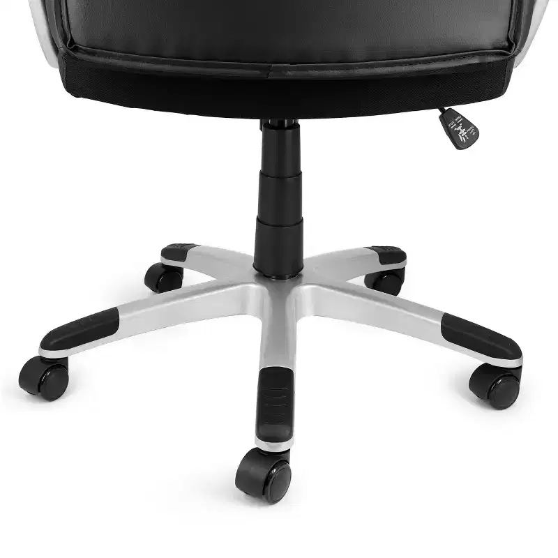 Elama High Back Adjustable Faux Leather Office Chair in Black and Gray Base
