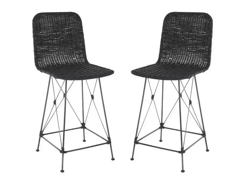 Weaved Rattan Counter Stool Set of 2