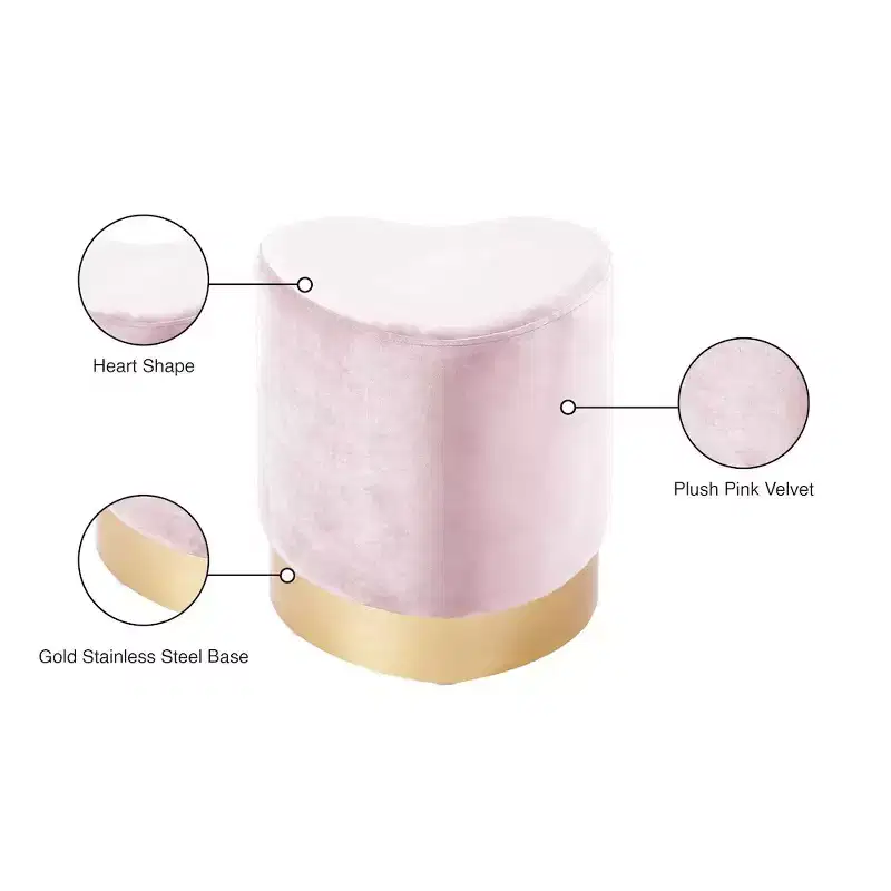 Meridian Furniture,Heart Velvet Ottoman/Stool