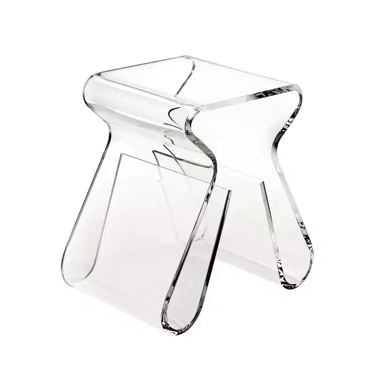 Acrylic Stool and Magazine Rack, Clear