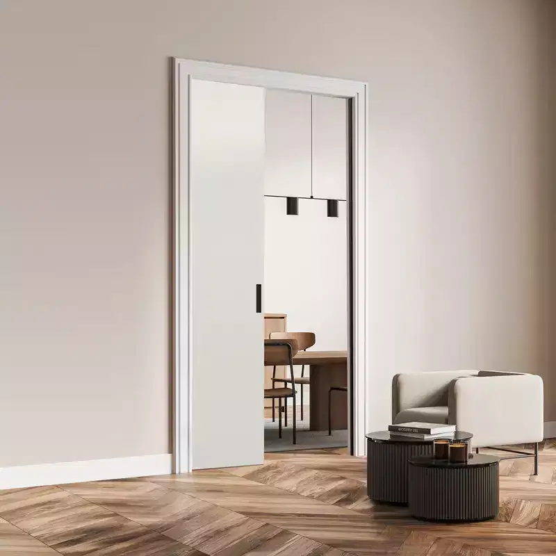 VEVOR Sliding Pocket Door Hardware Track Kit, 5.73 ft Heavy Duty Pocket Door Hardware Kit,for 24-36 Wide Single Door,Black&Silver