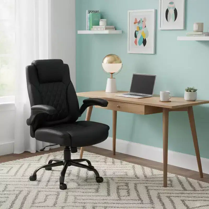 Tall Faux Leather Office Chair, High-Back Ergonomic Desk Chair, Capacity, Executive Computer Chair for Home or Office, Black