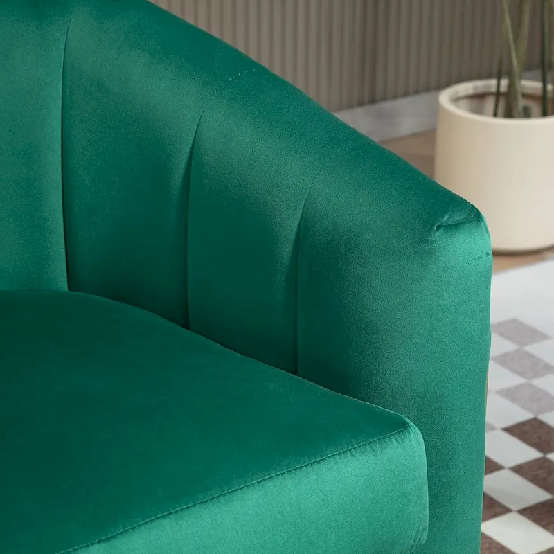 Velvet Accent Armchair with Gold Metal Frame