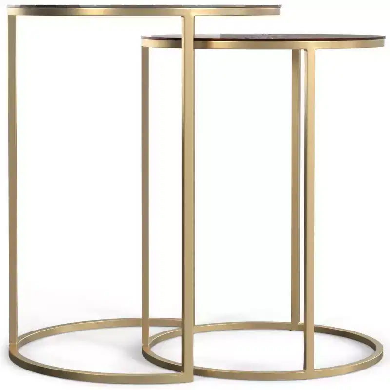 2pc Oakdale Nesting Tables Antique Nickel/Antique Copp - WyndenHall