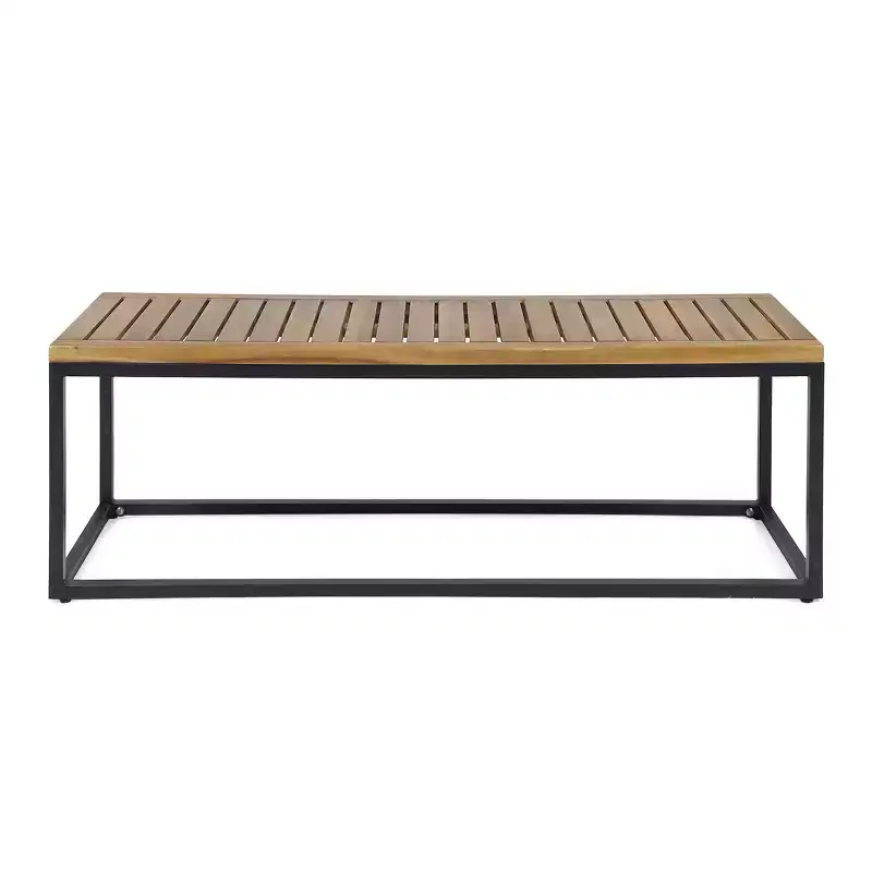 GDFStudio Newcastle Outdoor 54 Acacia Wood and Iron Bench