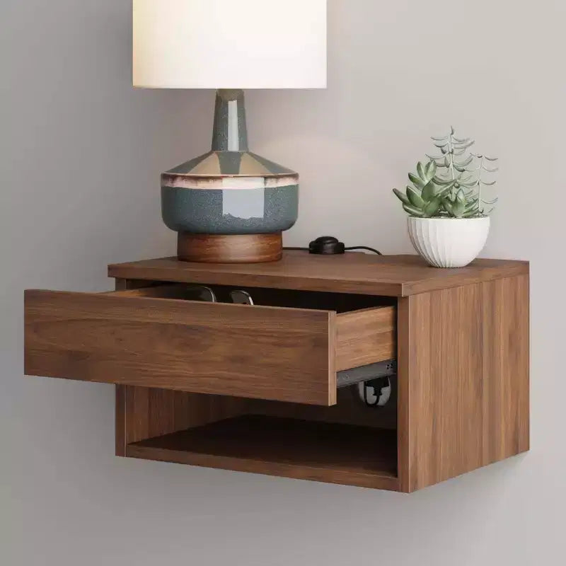 Nathan James Set of 2 Jackson Floating Nightstands Walnut