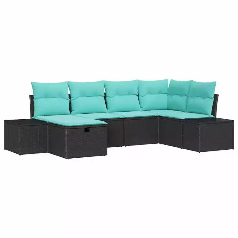 vidaXL Garden Sofa Set with Cushion 6 pcs Brown Poly rattan - Brown without table Red