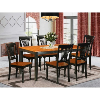 HomeStock 7-Piece Rectangle Black and Cherry Finish Solid Wood Top Dining Table with 6 Chairs