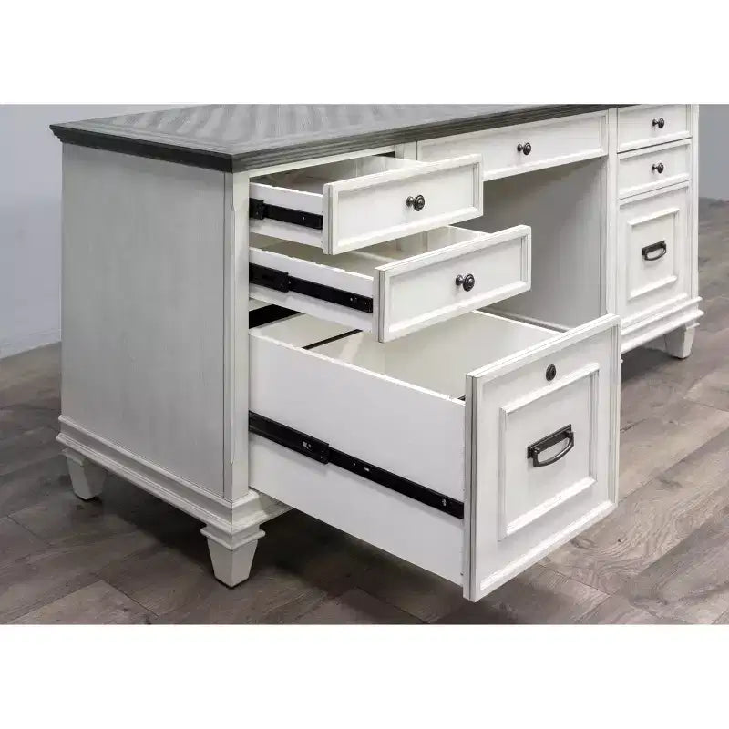 Hartford Credenza White - Martin Furniture: Executive Office Furniture with Enclosed Storage, Metal Hardware
