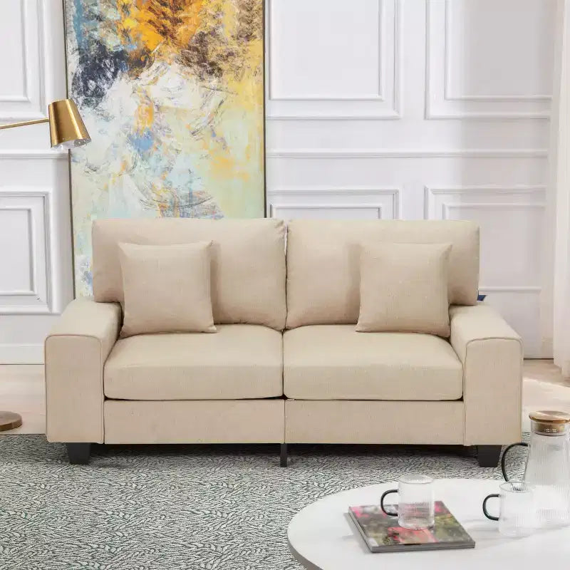 EROMMY 70.9 Linen Loveseat Sofa,Upholstered Loveseat Couch With 2 Extra Soft Cushions & Convenient Side Storage,Comfortable And Stylish Two-Seater