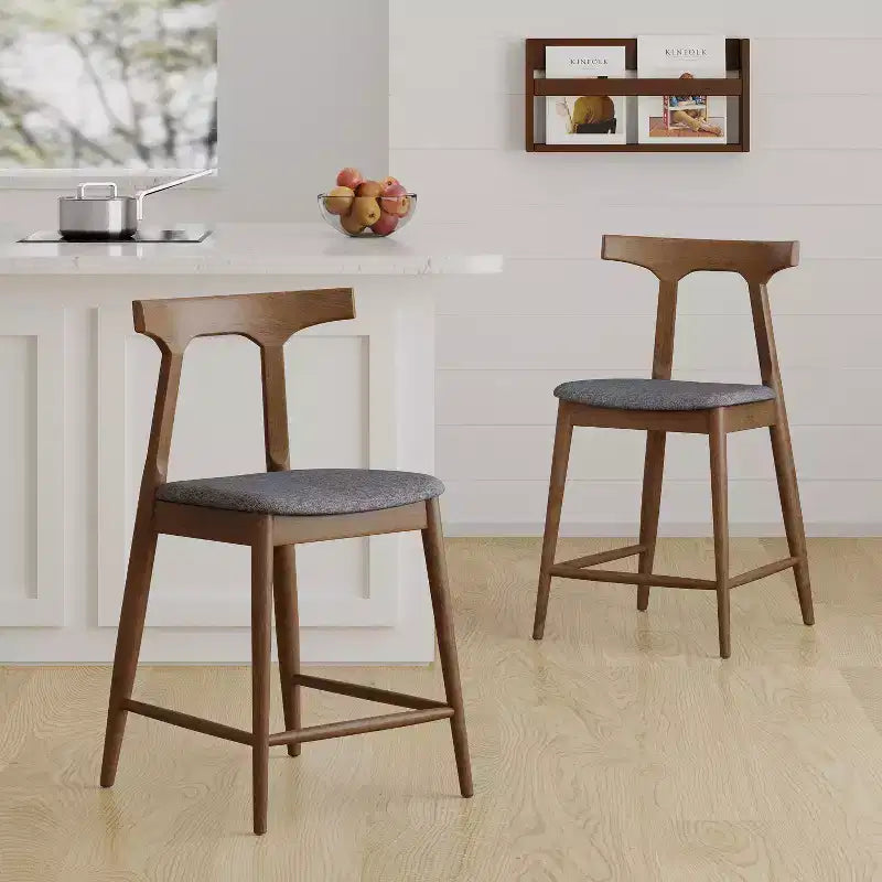 Christopher Knight Home Wanda Mid-Century Modern Rubberwood Upholstered Counter Stools (Set of 2)