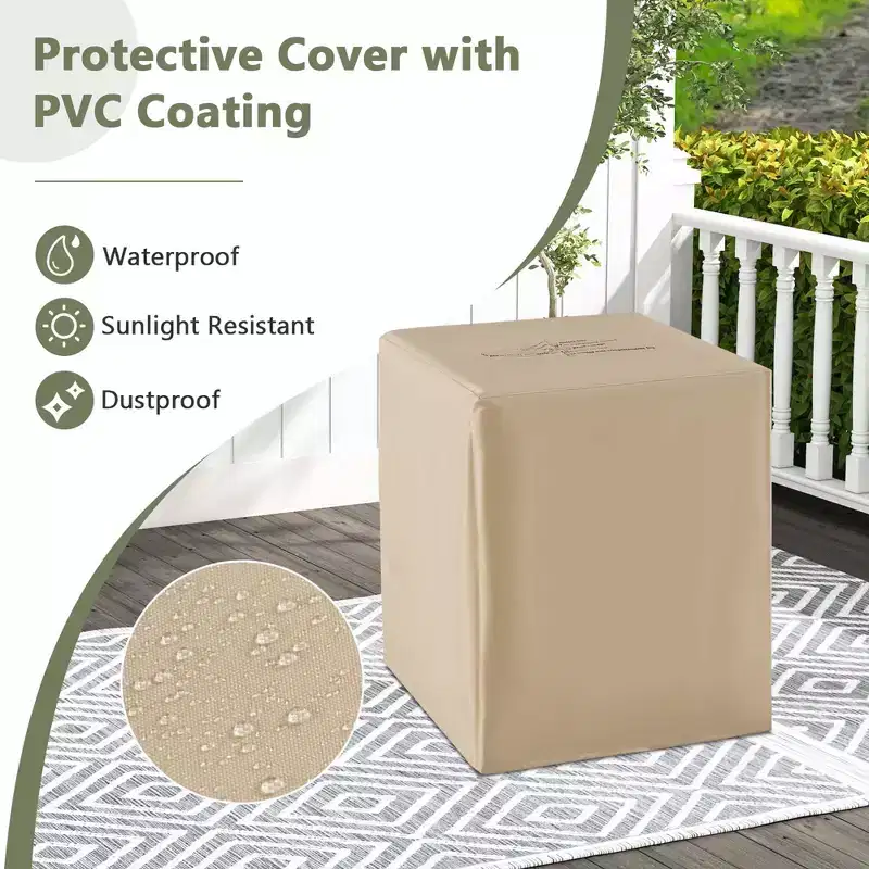 Costway 16'' Terrazzo Hideaway Tank Table 20 lbs Propane Gas Holder with Protective Cover